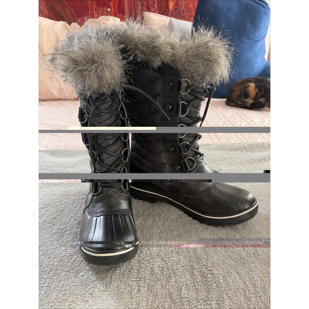 Sorel Womens Tofino 2 Fur Waterproof Tall Lace Insulated Boots 7.5 Black Winter - Picture 5 of 12